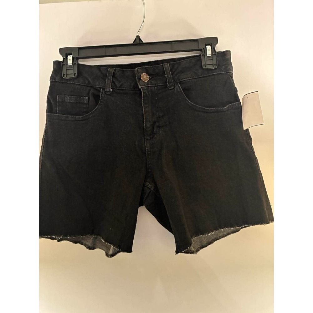Womens Denim Cutoff Shorts Size 2 Black High Rise Frayed Hem Stretch Casual‎